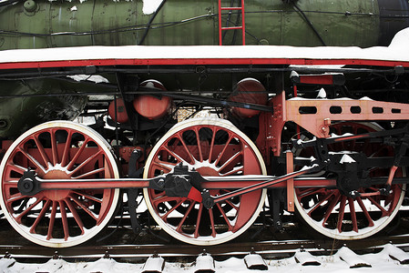 蒸汽机车车轮和杆的详细信息 铁路运输史摄影集图片