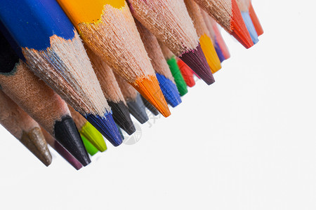 彩色铅笔创造力学习工艺设备绘画绿色办公用品教学教育背景图片