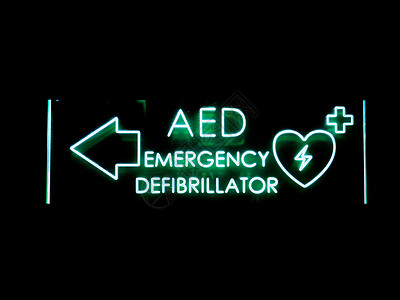 紧急去纤颤器DEA或AED标志照明高清图片