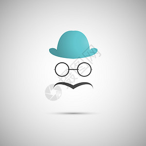 胡子图标蓝帽子 背景上留胡子背景