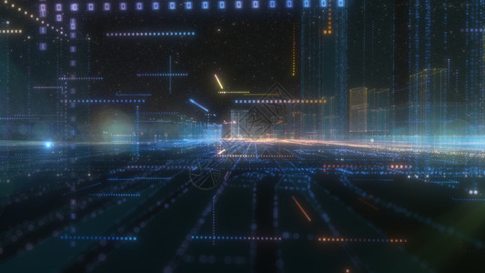 未来的智能数字城市 智能城市和技术商业概念 三交通建筑天际小说蓝色蓝图科幻界面网络建筑学背景图片