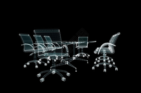 会议室内有椅子的大型桌椅办公室数据推介会桌子创意风暴家具3d头脑科学图片