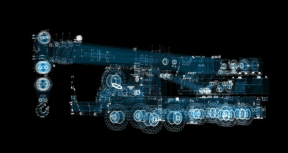 ctf数字起重卡车全环式运输和技术概念项目CTF建造车轮服务3d粒子数据机械汽车网络交通背景