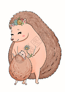 爱护小动物海报有花的可爱刺绣猪家庭     母亲 儿子背景