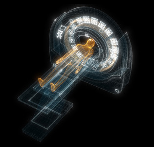 数字收音机利用病人全息电脑进行数字MRI扫描 医学和技术概念医生保健说谎科学诊断智力创新诊所深度机器背景