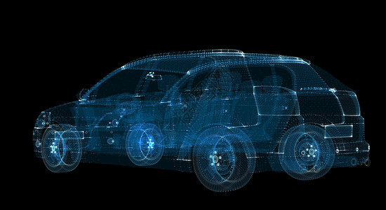 3d 智能汽车粒子全息图3d控制屏幕模拟系统工程安全创新电脑力量无人驾驶背景
