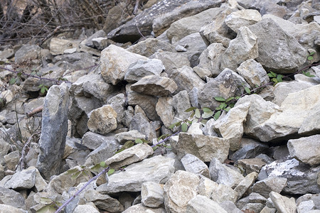 山中的石块和山上滑坡的石块滑动高清图片素材