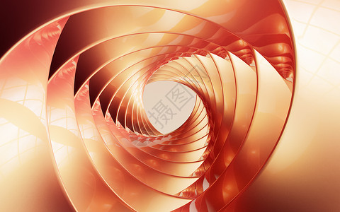 曲线设计金曲线框架背景 3D投影橙子反射创造力奢华金属渲染火花金子失真几何学背景