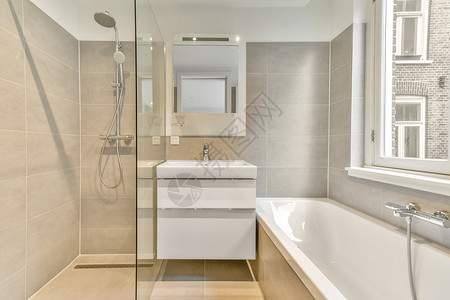 浴缸免抠现代房屋中浴室的内部住宅卫生间反射卫生装饰淋浴大理石镜子风格陶瓷背景