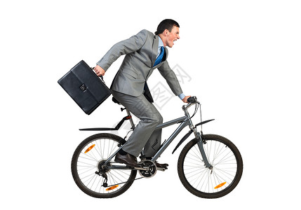 骑自行车的商务人士快去上班背景图片