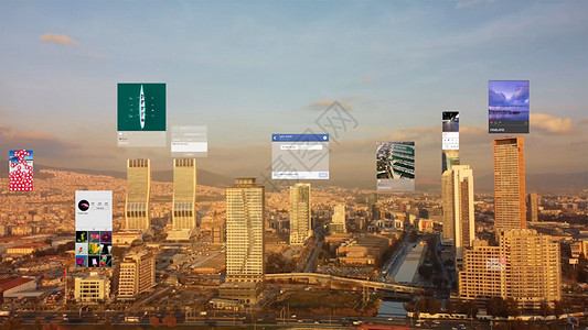 连通航空城市 有多个界面 未来主义概念 伊兹密尔的扩大现实数据建筑视觉故事视频转型影响者卫星图像店铺背景图片