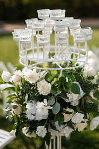 婚前装饰作品接待花朵婚礼蜡烛白色花园仪式派对木头图片