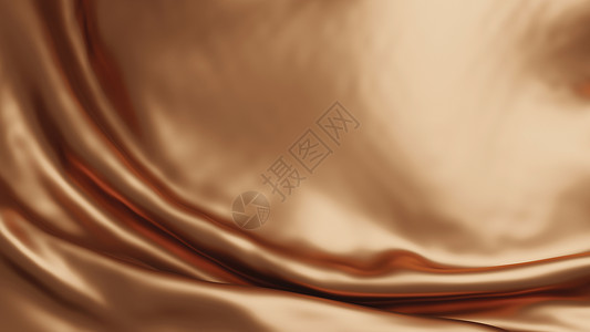 棕色丝绸具有复制空间3d的铜奢华织物背景背景