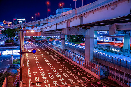 横滨公路夜景首都之路城市交通产业主路背景图片