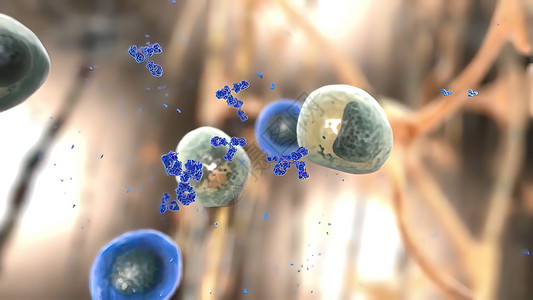 免疫防御将抗体免疫学和免疫球蛋白概念视为一种对感染性病毒细胞和病原体进行攻击的抗体溪流食物癌细胞疫苗免疫系统医疗诊断微生物学感染3d背景
