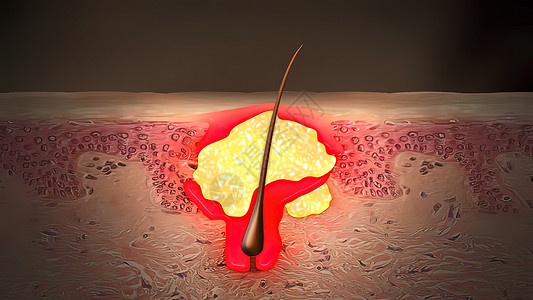 就留当细菌感染堵塞或封闭孔隙时 就会出现发炎性酶女士放大镜插图皮肤科青春期治疗女性女孩头发脓包背景