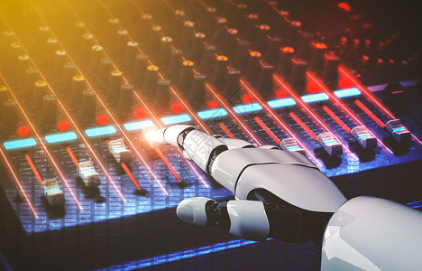 音乐机器人dj 搅拌器的机器人机器人盘赛手背景