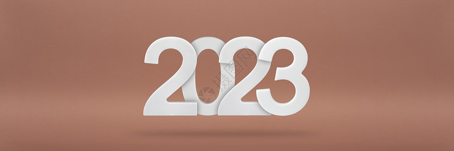 2023 年新年快乐问候模板 红色背景上带有白色数字 2023 的节日 3d 横幅 节日海报或横幅设计 新年快乐现代背景金融书法背景图片