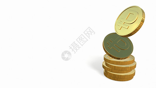 货币超发金币 白色背景的俄罗斯卢布 3D发坡度利润商业金属金子财富市场贸易插图货币背景