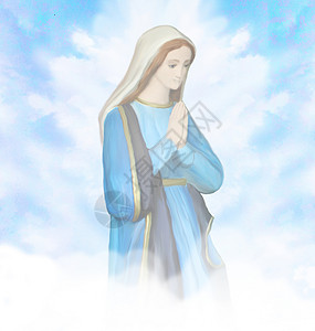 圣母玛利亚肖像荣耀灵魂上帝母亲处女新教宗教信仰祷告数字背景图片
