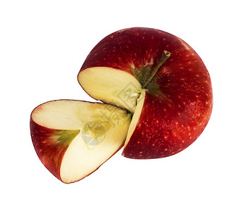 部分苹果水果被切除 以白种背景单独隔绝高清图片