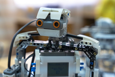 可编程儿童机器人 头目由设计师组装芯片电缆桌子项目代码学习电脑智力实验室机器背景