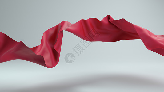 红色萨丁布3D吹风布变成优雅的纺织品背景图片