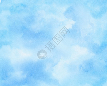 蓝底春色蓝水彩云和天空 春色背景背景