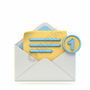 邮件图标打开邮件 通知号为3D背景图片