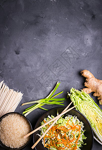 兼职标素材亚洲烹饪素材饮食博客草本植物横幅蔬菜沙拉乡村面条餐厅盘子背景