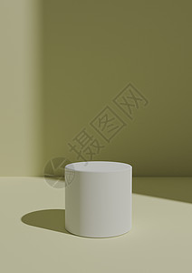 一站到底简单 最小 3D 立体光 以一站或圆柱形产品显示时的批纸黄色背景 从右侧窗口带复制空间的亮光背景