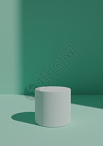 一站配齐简单 最小 3D 立体光 用一站或圆柱形显示产品时的糊面绿松岩背景 从右侧有复制空间的窗口发出的亮光背景