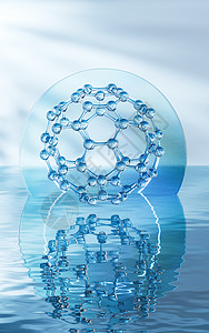 具有水表层背景的分子 3D介质海浪药品液体渲染实验室技术公式科学化学品药店背景图片