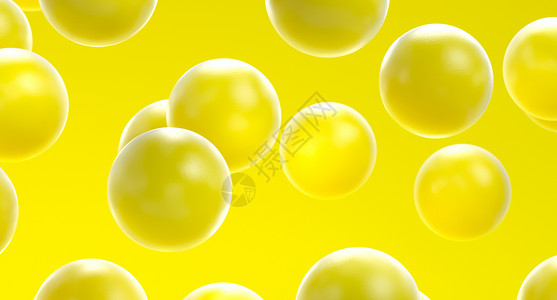 多彩的黄色清新设计理念 带有 3d 气泡的黄色背景 黄色球体 横幅或传单多汁的水果背景 设计的装饰元素 球的 3D 插图背景图片