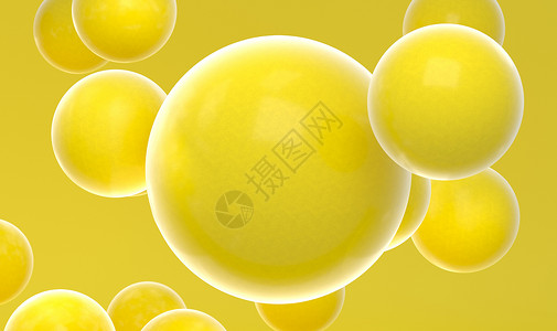 带有 3d 气泡的黄色背景 黄色球体与 plase 的文本 多彩的黄色清新设计理念 横幅或传单多汁的水果背景 设计的装饰元素背景图片