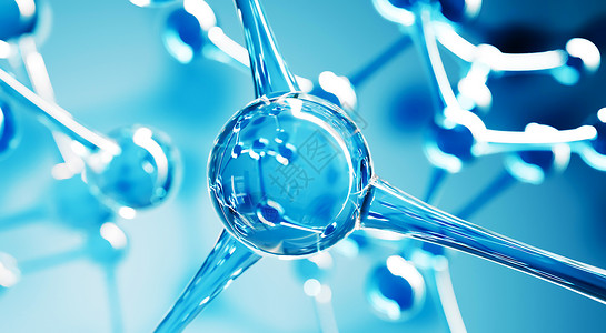 蓝色分子键科学或医学背景 抽象水分子设计 原子公式 化学科学横幅或传单的抽象 dna 背景 3d 渲染图背景