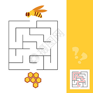 蜂蜜学校素材学龄前儿童玩的蜜蜂和蜂窝迷宫游戏背景