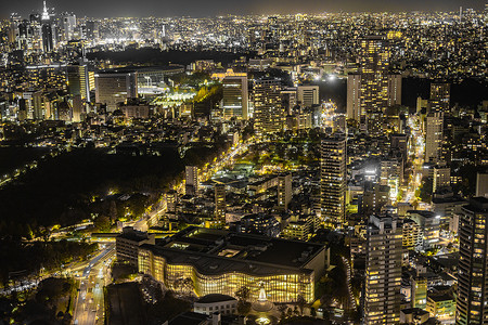 东京市中心东京夜景夜空摩天大楼首都天空高层建筑群背景图片