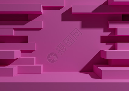 摇滚霓虹立体字明亮的洋红色 霓虹粉色 3D 渲染产品展示台或带有抽象砖墙或门户的支架 用于产品摄影最小 简单 几何背景壁纸 用于豪华垃圾产品中背景