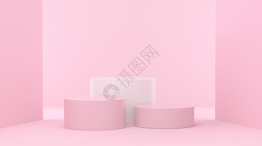 粉色的房间产品展示 粉红色背景 侧面有灯光 获胜者讲台背景
