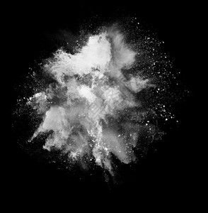 黑色和白色胡利黑白漆粉末爆炸 以黑色背景隔离背景图片
