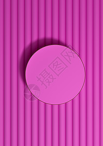 粉色顶视图展台明亮的洋红色 霓虹粉色 3D 渲染顶视图平躺产品展示圆筒讲台或展台产品摄影背景或墙纸 最小 简单 豪华的背景与金线团体奢华美容线背景