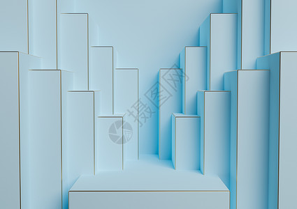 浅色 柔和 浅蓝色 3D 渲染产品展示台或站立简单 最小 对称 几何背景或壁纸 用于奢侈品广告抽象城市天际线背景图片