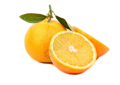 半份橙子水果绿色果汁圆形白色黄色食物热带叶子图片