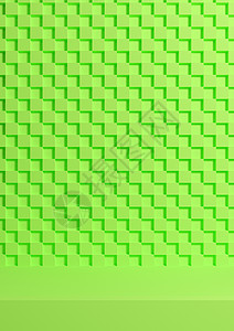 荧光不规则图案明亮的霓虹绿色 3d 插图简单的最小产品展示背景侧视图在用于化妆品摄影的方格十字图案背景上背景