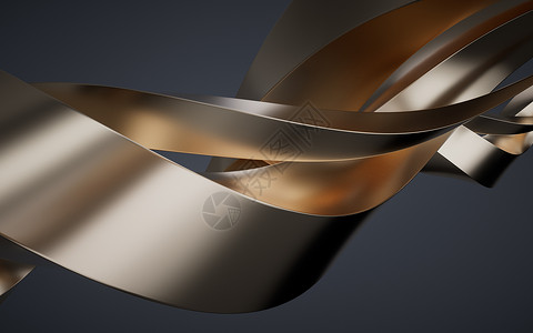 金属曲线几何背景 3D剖面旋转流动金子失真海浪奢华坡度漩涡渲染弯曲图片