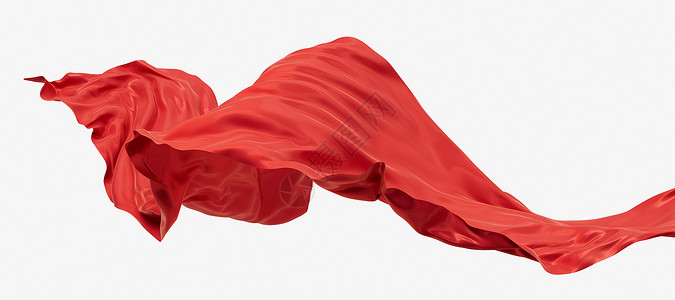 红色波浪边框红波布 3D的交接布料柔软度曲线折叠织物纺织品旗帜海浪液体棉布背景