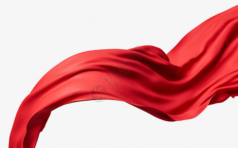 布红色红波布 3D的交接布料节日折叠涟漪曲线纺织品旗帜渲染横幅柔软度背景