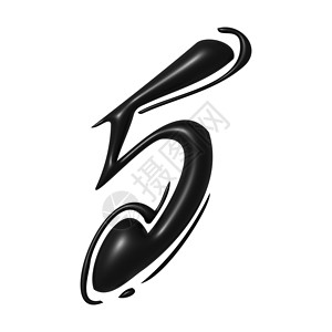 黑色独特的书法数字五五五 - 3D 插图背景