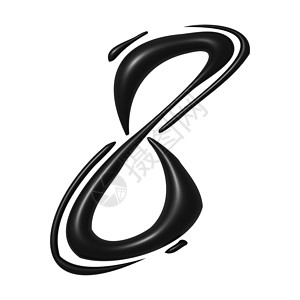 黑色字母黑色独特的书法数字 8 8 - 3D 插图背景